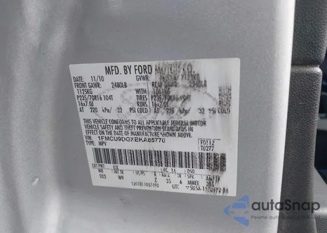 2011 Ford Escape Xlt z USA, uszkodzony, nr VIN 1FMCU9DGXBKA85770